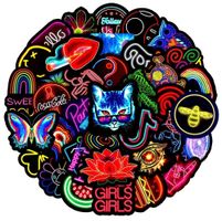 50 stk. Lustige Neon Licht Graffiti Aufkleber