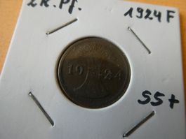 Dt. Reich 1924 F, 2 Reichspfennig