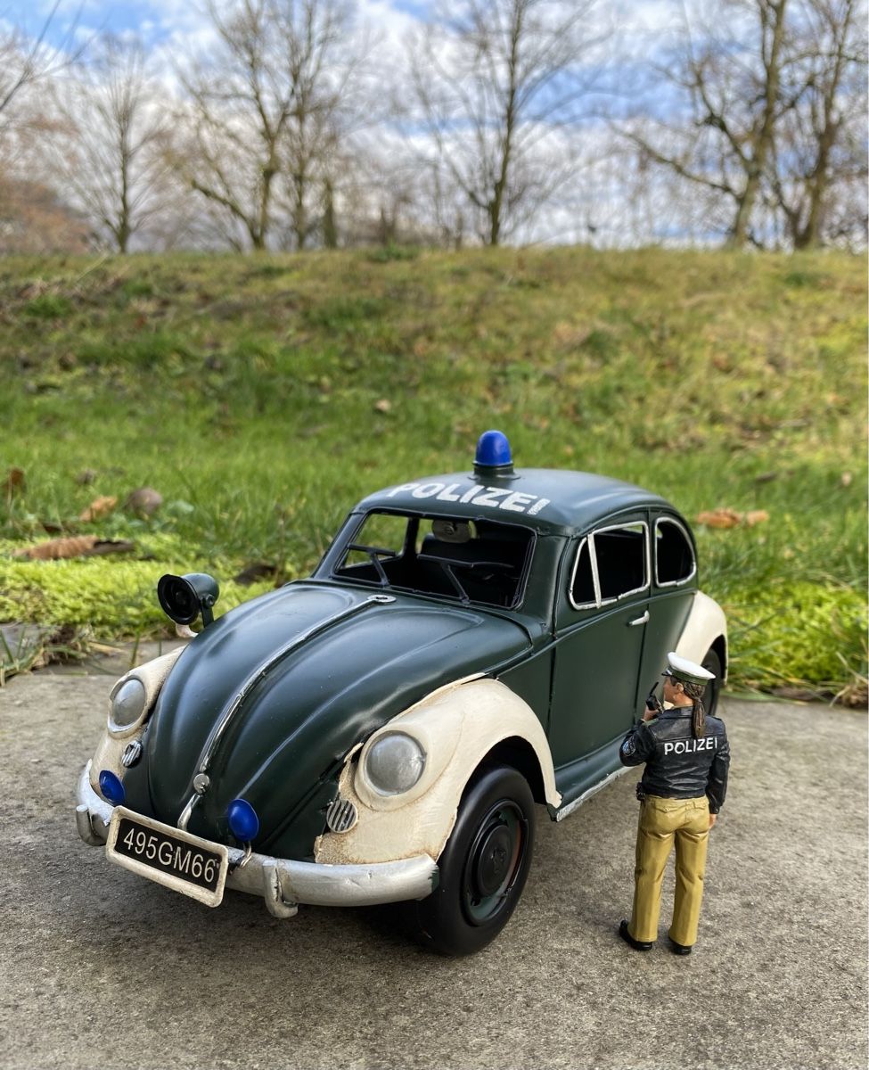 Volkswagen Modellini d'auto: VW Käfer Polizeileitung aus Blech – Nuovo (secondo la descrizione) da Langendorf venduto da Blechfahrzeuge 4