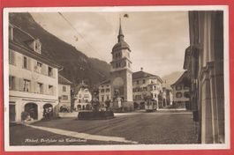 Altdorf - Tram auf Dorfplatz - Fotokarte 1932