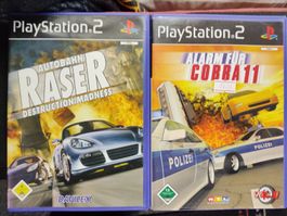 2 jeux PlayStation 2, Cobra 11 et Autobahn Raser, bon état