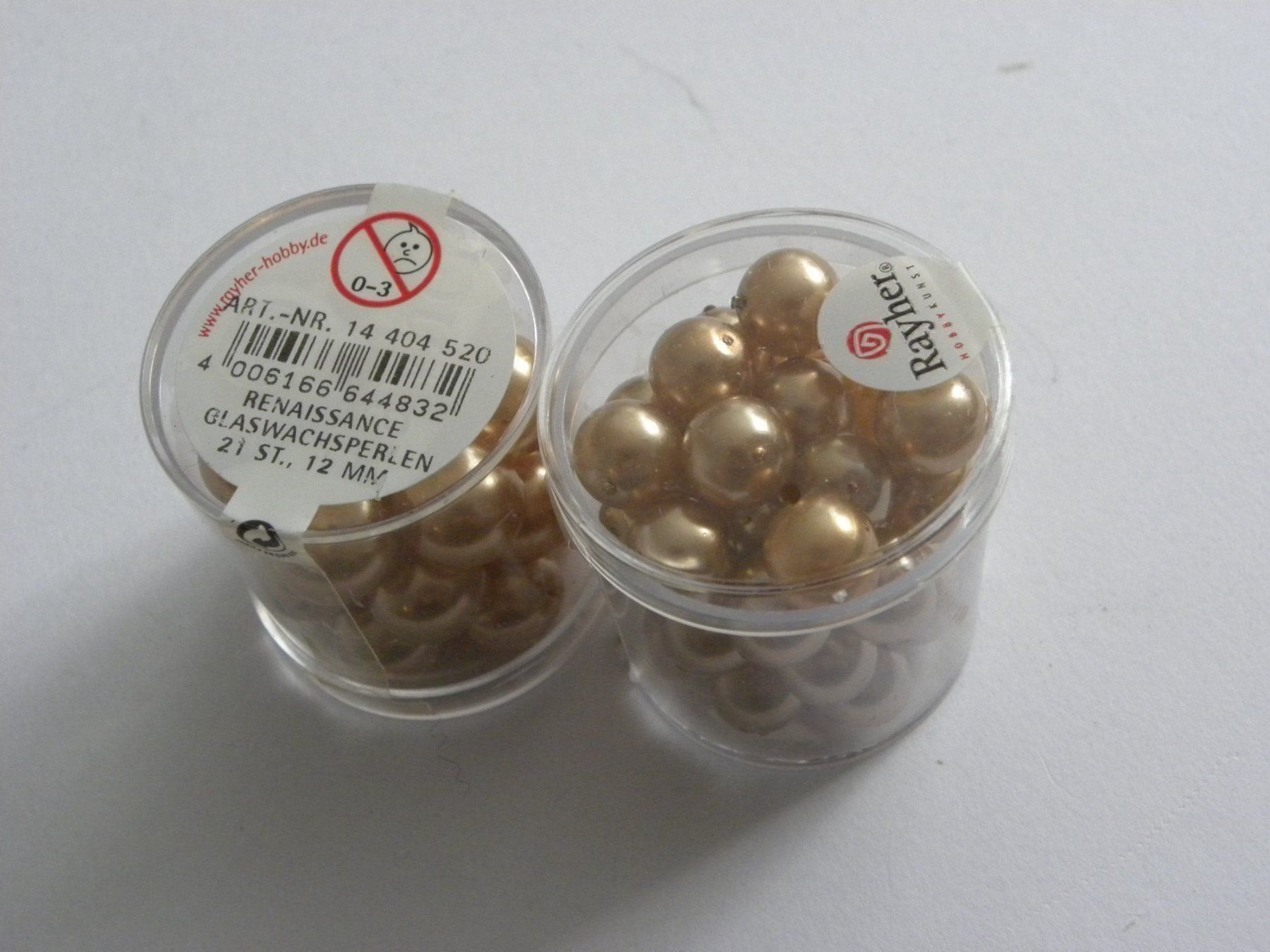 Perle (finte): Rayher Glaswachsperlen kaschmir 12mm 42 Stk – Nuovo e nell'imballaggio originale da Walterswil SO venduto da Jerry_maus