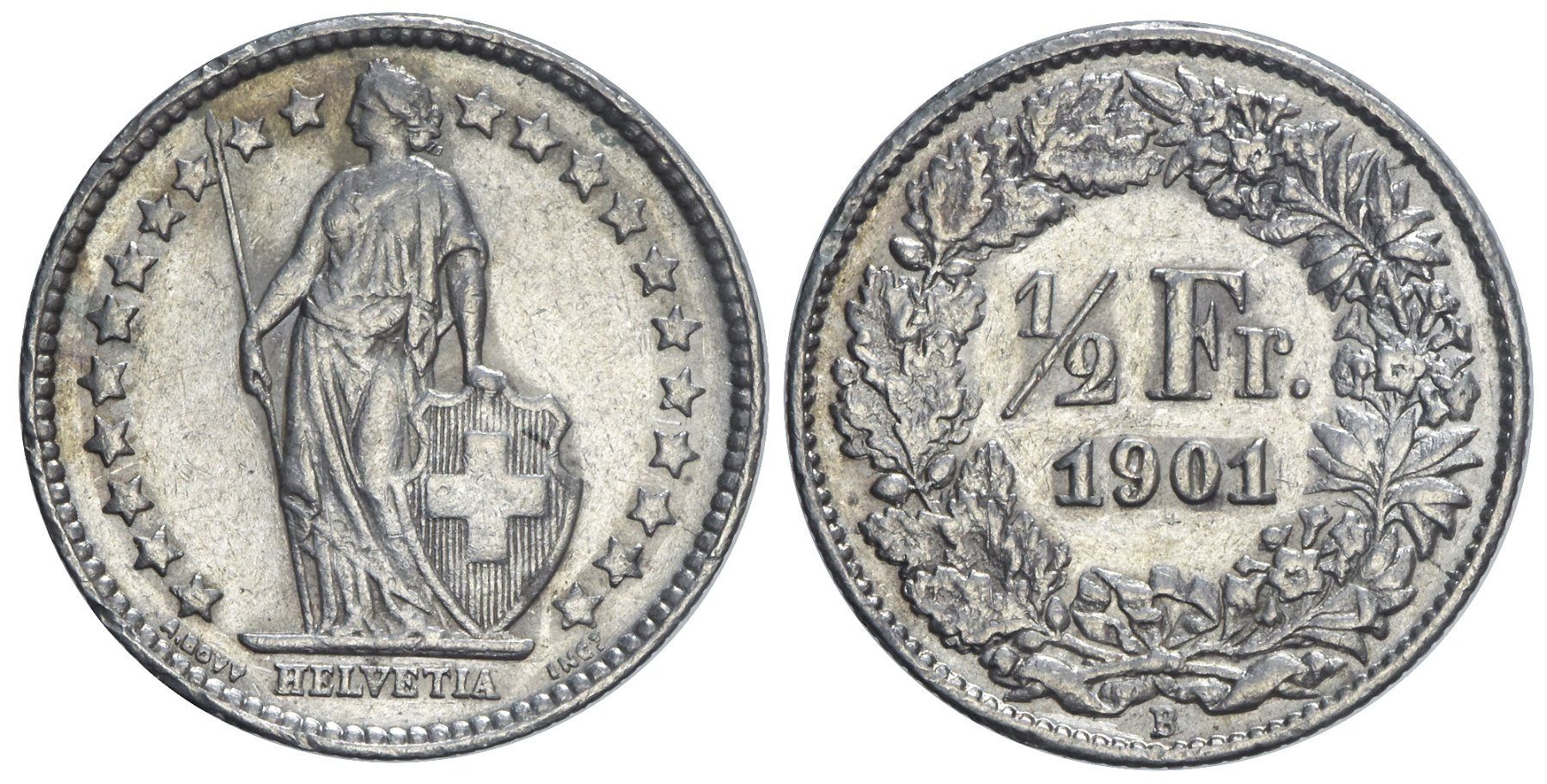 Alle Münzen: 1/2 Franken 1901 – Gebraucht aus Chiasso von Novamarketing