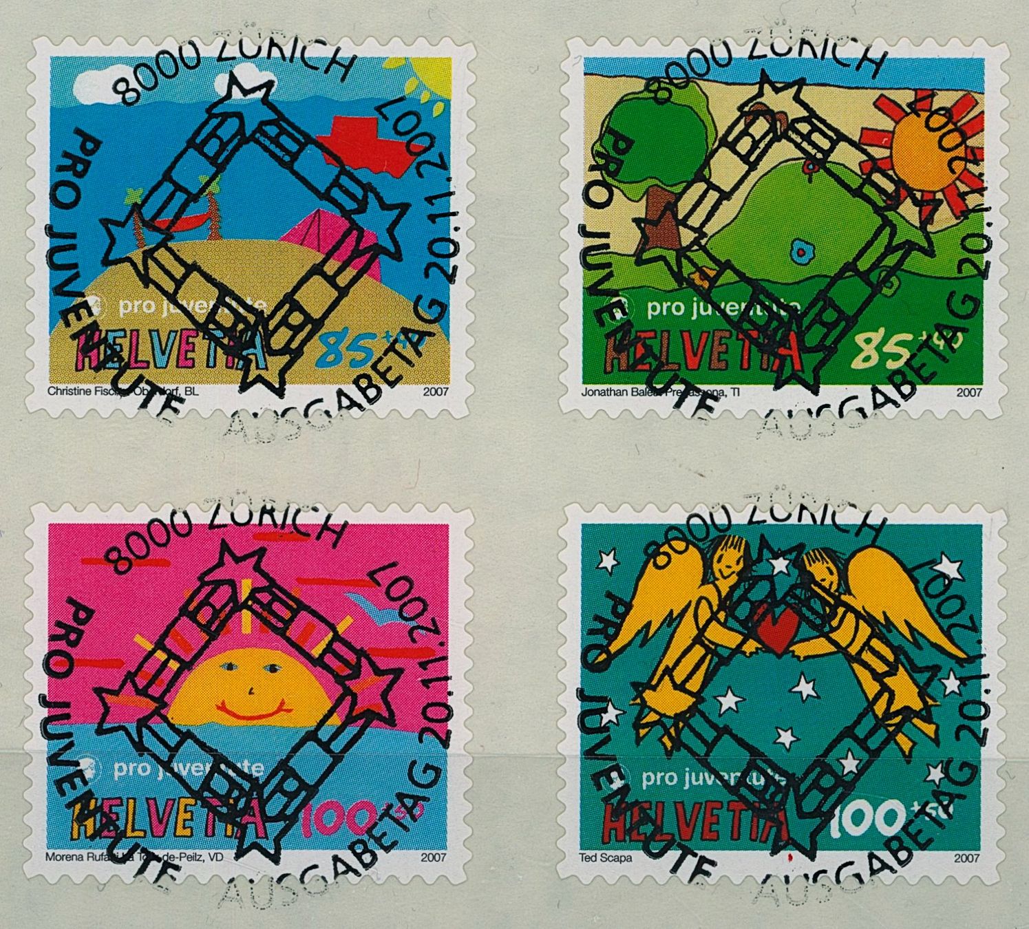 Tutti i francobolli: 2007 - Pro Juventute - Ersttag Voll Stempel ET – Usato da Schindellegi venduto da leecollect