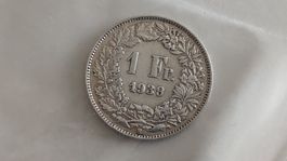 1 Franken 1939, Silbermünze Schweiz, (WA5-10)