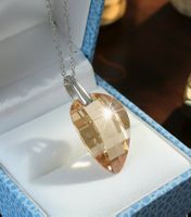Edler Silber 925 Anhänger mit Champagner Bernstein -Neu