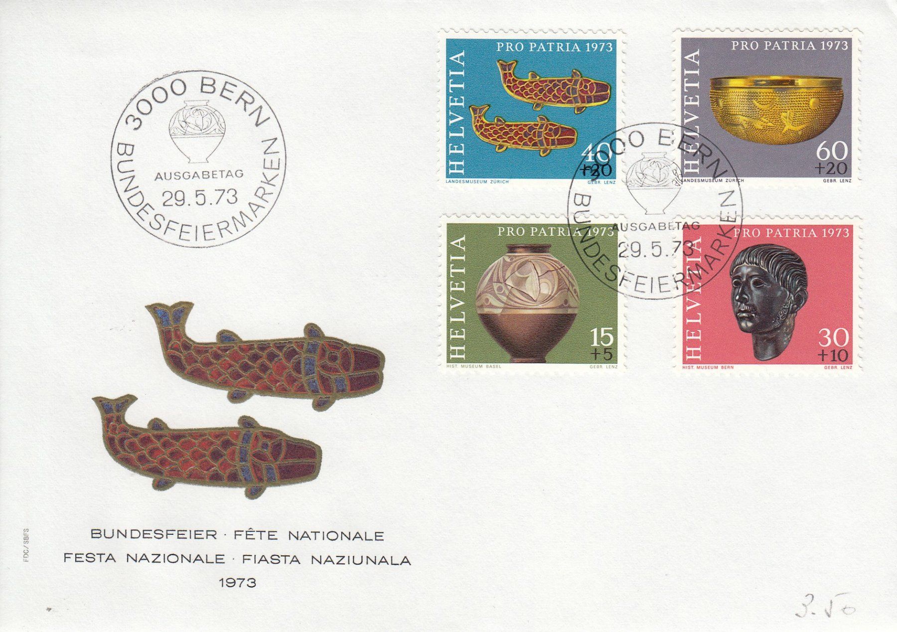 Alle Briefmarken: 1973 Pro Patria FDC 29.5.1973, 3000 Bern – Gebraucht aus Spreitenbach von Mustang_1105