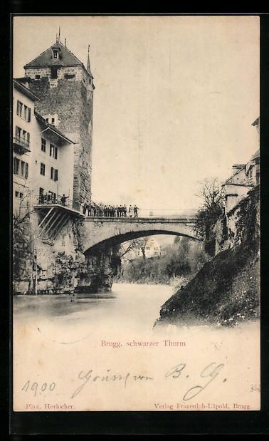 Cartoline postali: AK Brugg, Schwarzer Thurm – Usato da Berlin venduto da bartko-reher