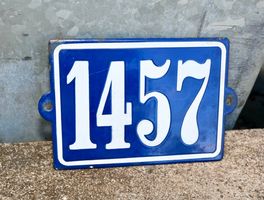 VINTAGE Emailschild Hausnummer 1457 emaille ca! 20 x 13cm
