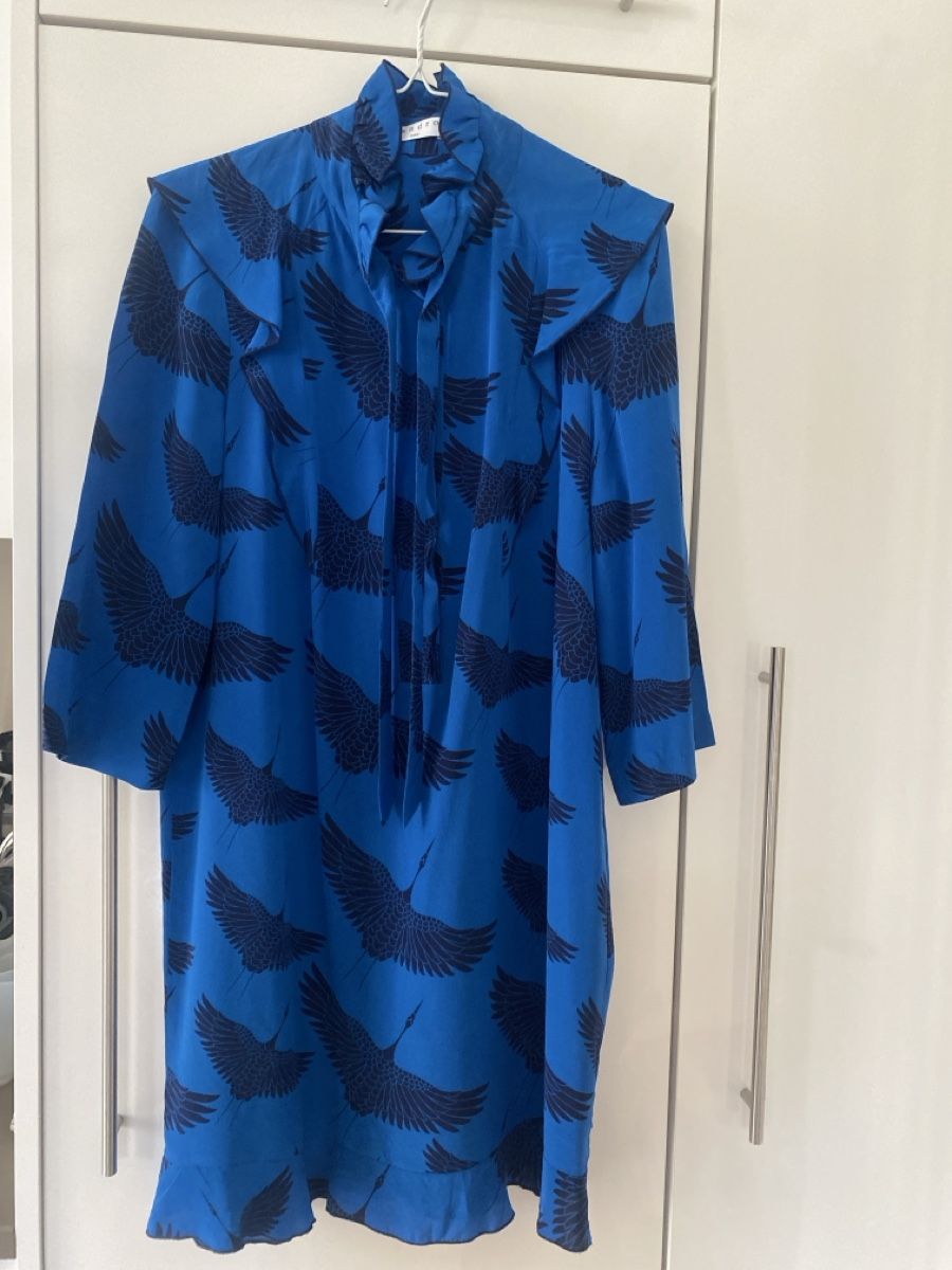 Vestiti: Robe Sandro Paris, bleu, motifs oiseaux, taille 36. – Usato da Lausanne venduto da vinbama 2