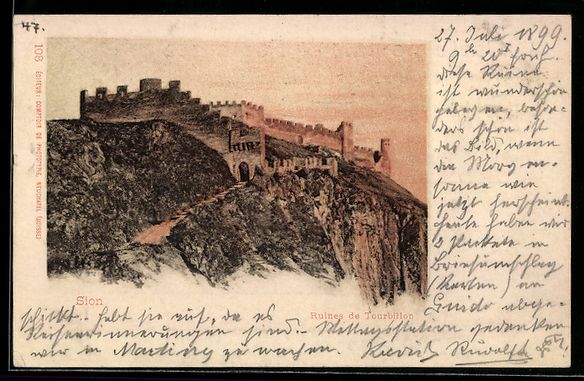 Cartes postales: AK Sion, Ruines de Tourbillon, 1899 – D'occasion à Berlin par bartko-reher