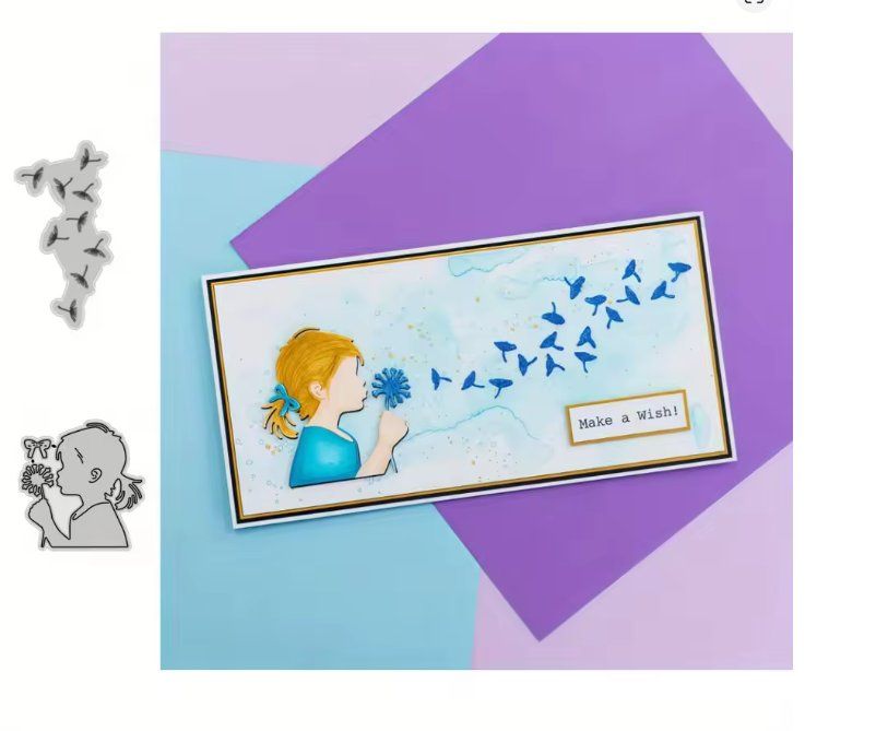 Sciablone: Neu Stanzschablonen-Set Mädchen mit Löwenzahn "make a wish" – Nuovo e nell'imballaggio originale da Effretikon venduto da wenuss 1
