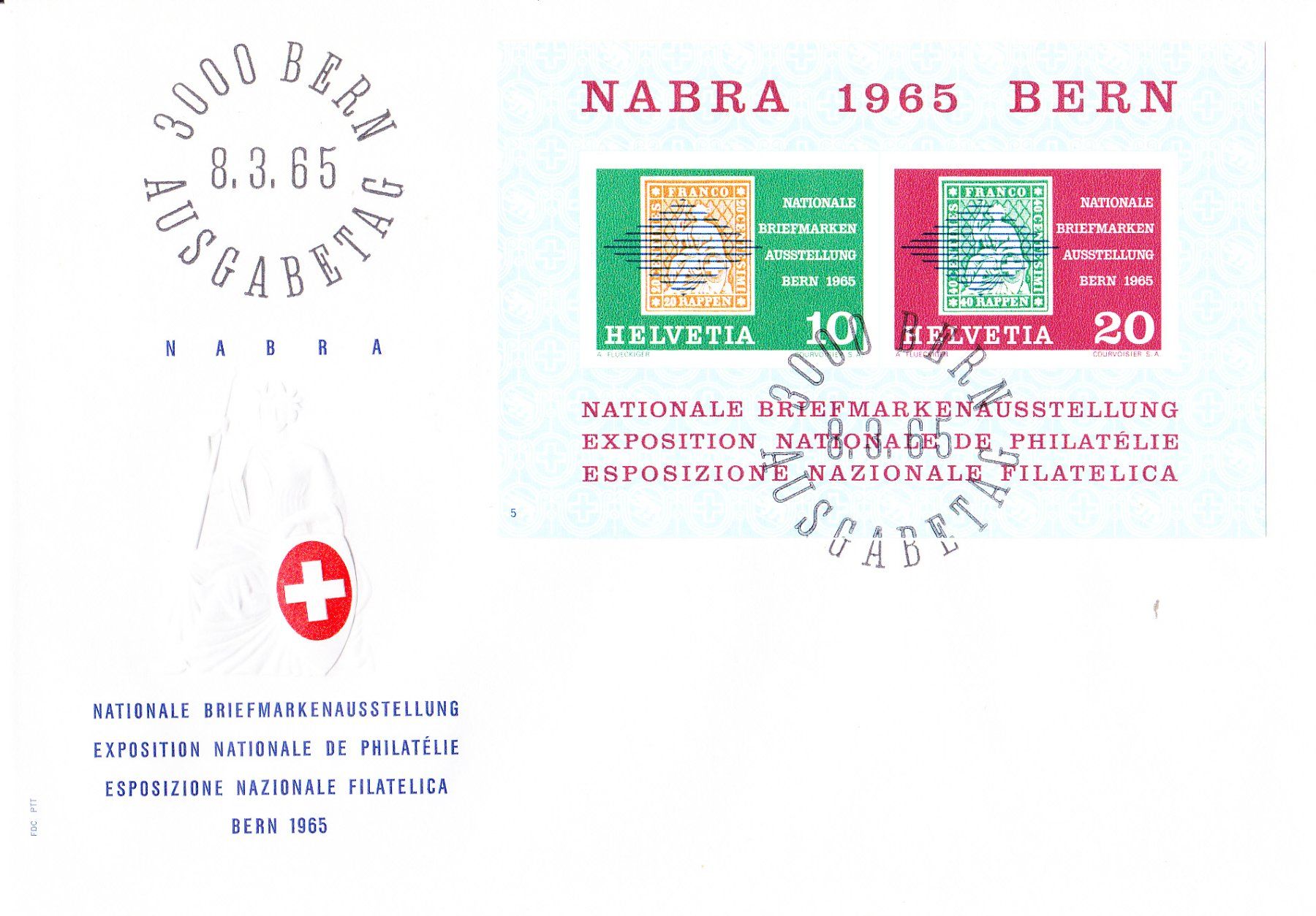 Tutti i francobolli: FDC 1965, Nabra-Block, Z43 – Usato da Obfelden venduto da Funke2
