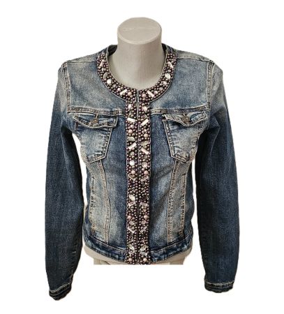 NEU! Jeans Jacke mit Perlen / Bling Bling Gr. XS