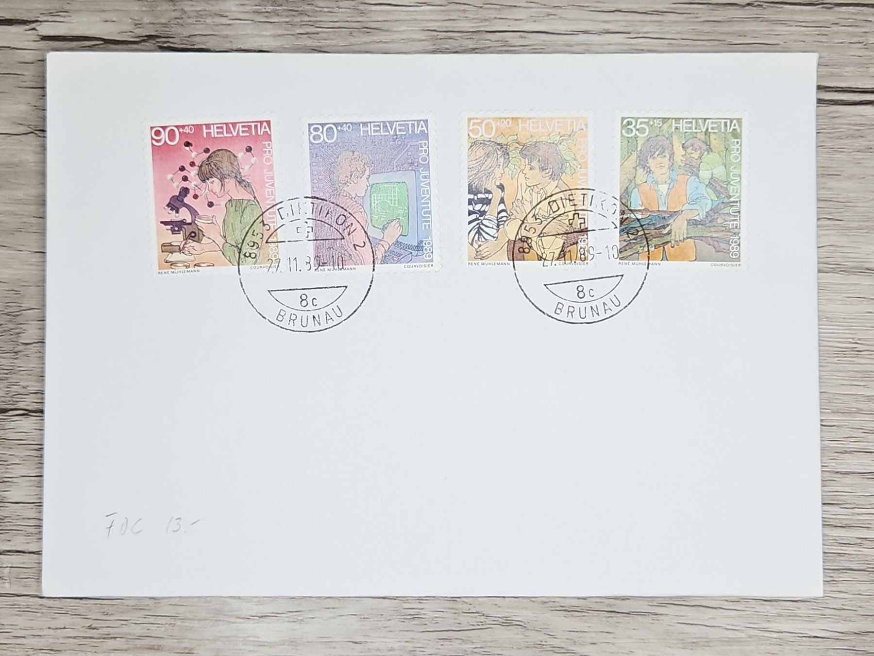 Tutti i francobolli: CL03 Enveloppe + Timbre Suisse 1989 – Usato da Cousset venduto da Patrick_Collections