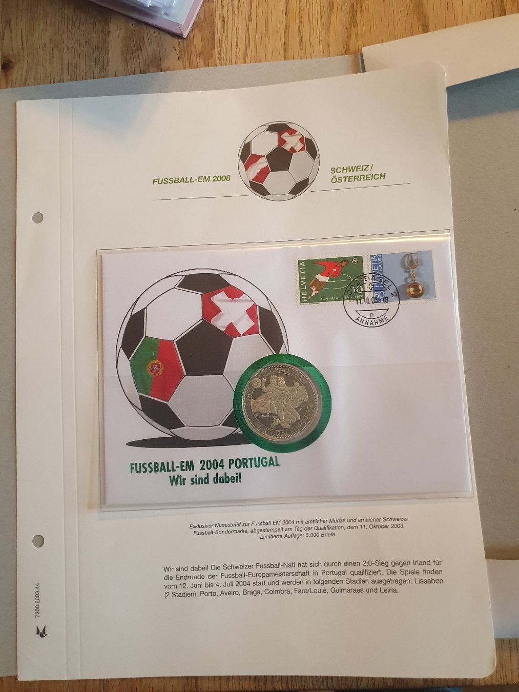 Tutti i francobolli: Sonderbriefe  Fußball EM 2008 – Usato da Flawil venduto da Naphtali 6