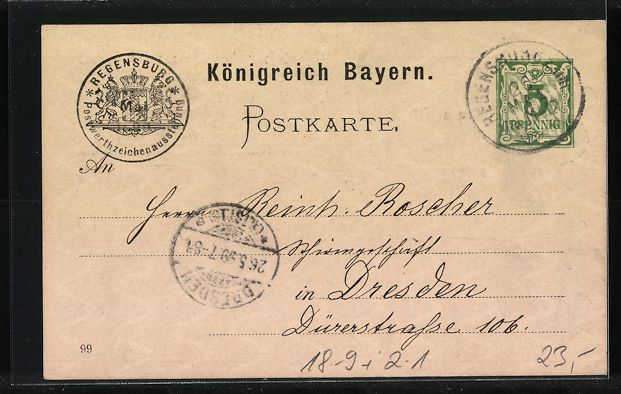 Entiers postaux: Regensburg, 1. Int. Postwertzeichen-Auss – D'occasion à Berlin par bartko-reher 1