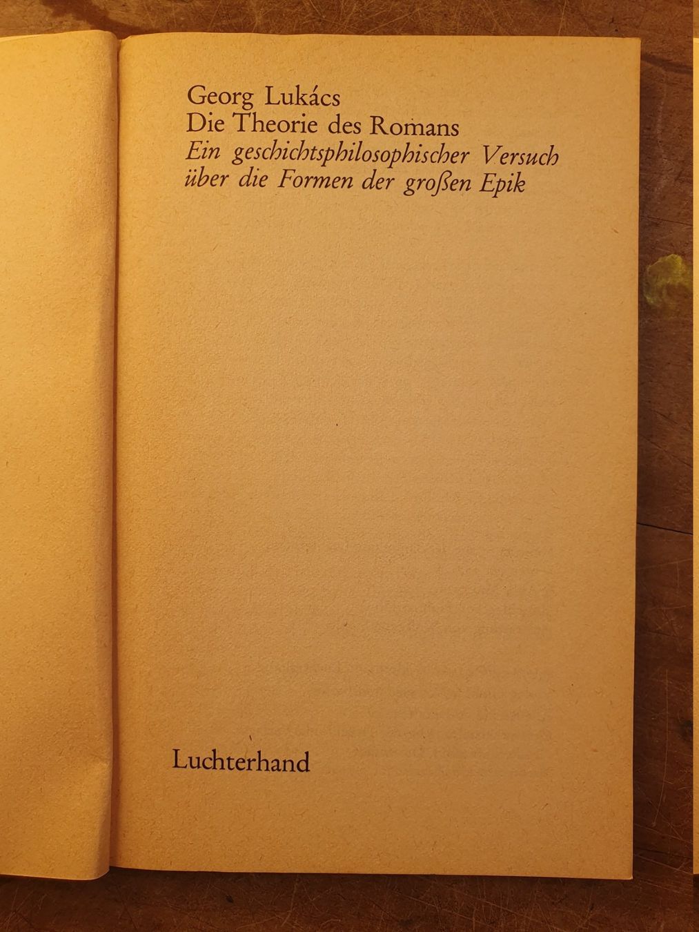 Libri: Die Theorie des Romans - George Lukacs – Usato da Zürich venduto da loosebone 1
