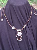 Halskette Jade, Handarbeit, Makramee, verstellbar