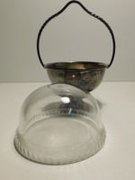 Schale alte kleine versilberte Schale mit Kristall Schale