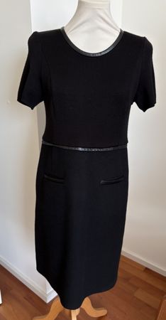 Wolle schwarz warm Kleid kurzarm M 38 40 Strickpulli