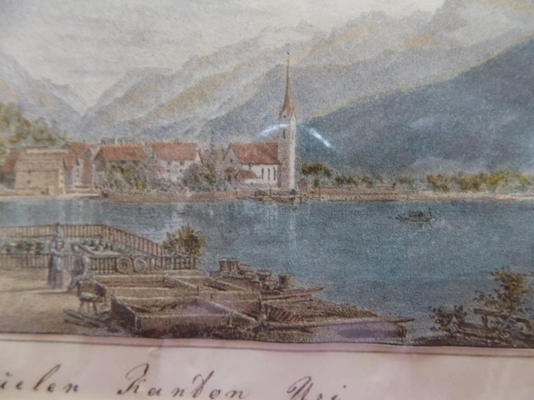 Incisioni: Flüelen Uri kolorierte Lithographie – Usato da Risch venduto da Antikfee 4