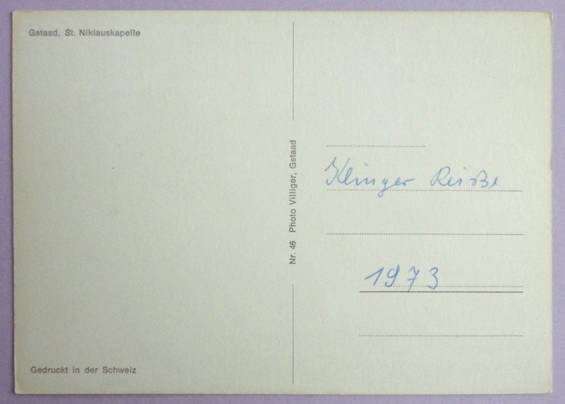 Cartoline postali: Gstaad, St. Niklauskapelle – Usato da Fétigny venduto da Billy2miny 1