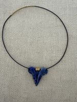 Lapis Lazuli Herz Anhänger Halskette, Gold Akzente, Neu