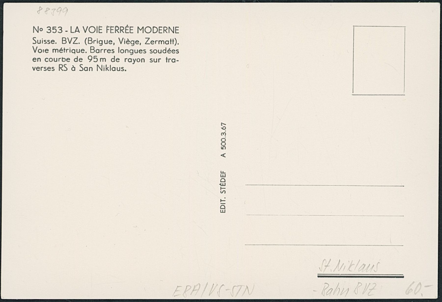 Cartoline postali: VS St. Niklaus - Bahn BVZ – Nuovo (secondo la descrizione) da Schindellegi venduto da dolpitz 1