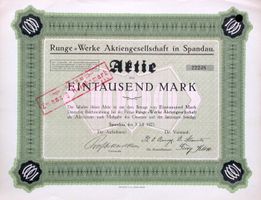 Runge-Werke AG, Spandau - 1923