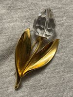 Süesse Brosche, Kristall Tulpe, Goldfarben, Vintage