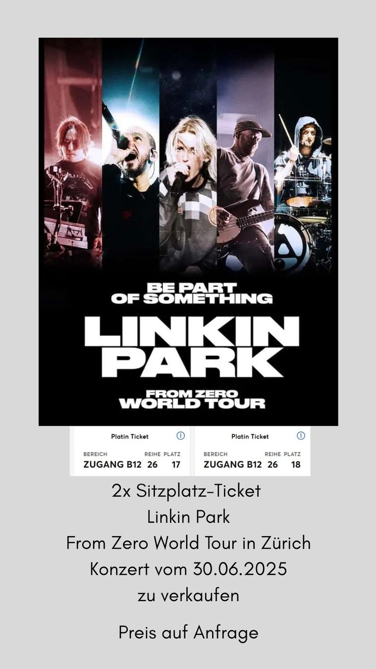 Biglietti: Linkin Park Sitzplatzticket – Nuovo e nell'imballaggio originale da Kerns venduto da finding.galaxies