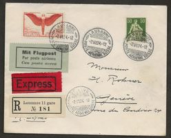 Flugpost Zensur 1924 Lausanne Genf Luftpost