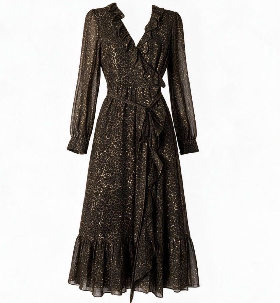 Michael Kors Kleider: MICHAEL Michael Kors Ruffle Wrap Dress Leopard Size S – Neu und originalverpackt aus Brunnen von Sandy_closet1 5