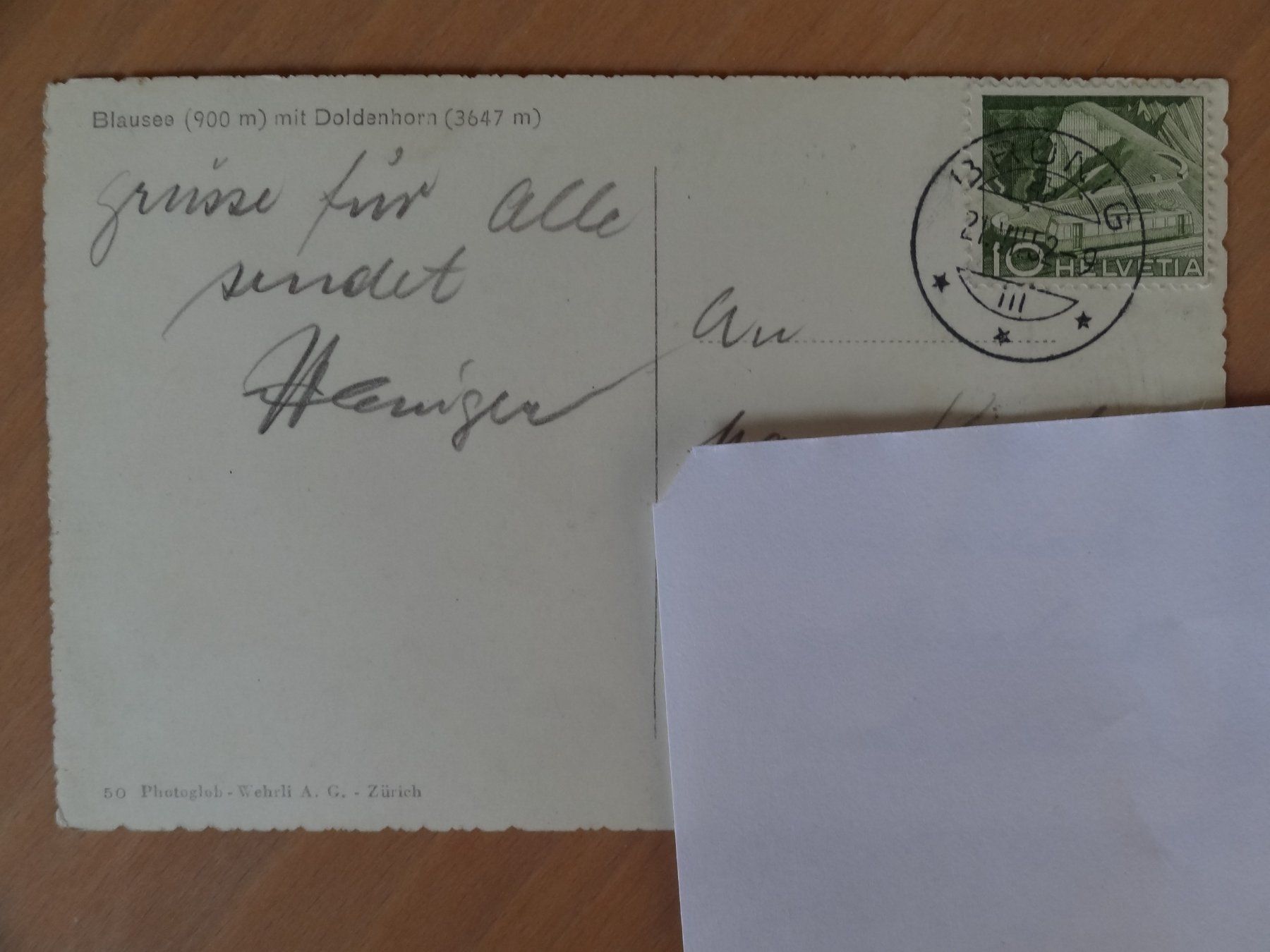 Cartoline postali: Blausee mit Doldenhorn - BE - 1952 – Usato da St Léonard venduto da Riglin 1