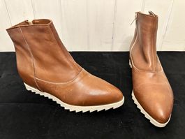 Leder Damen Stiefeletten Gr. 37 Italy Keilabsatz