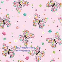 *Sale* Baumwolljersey Print Blumenschmetterling Hellrosa