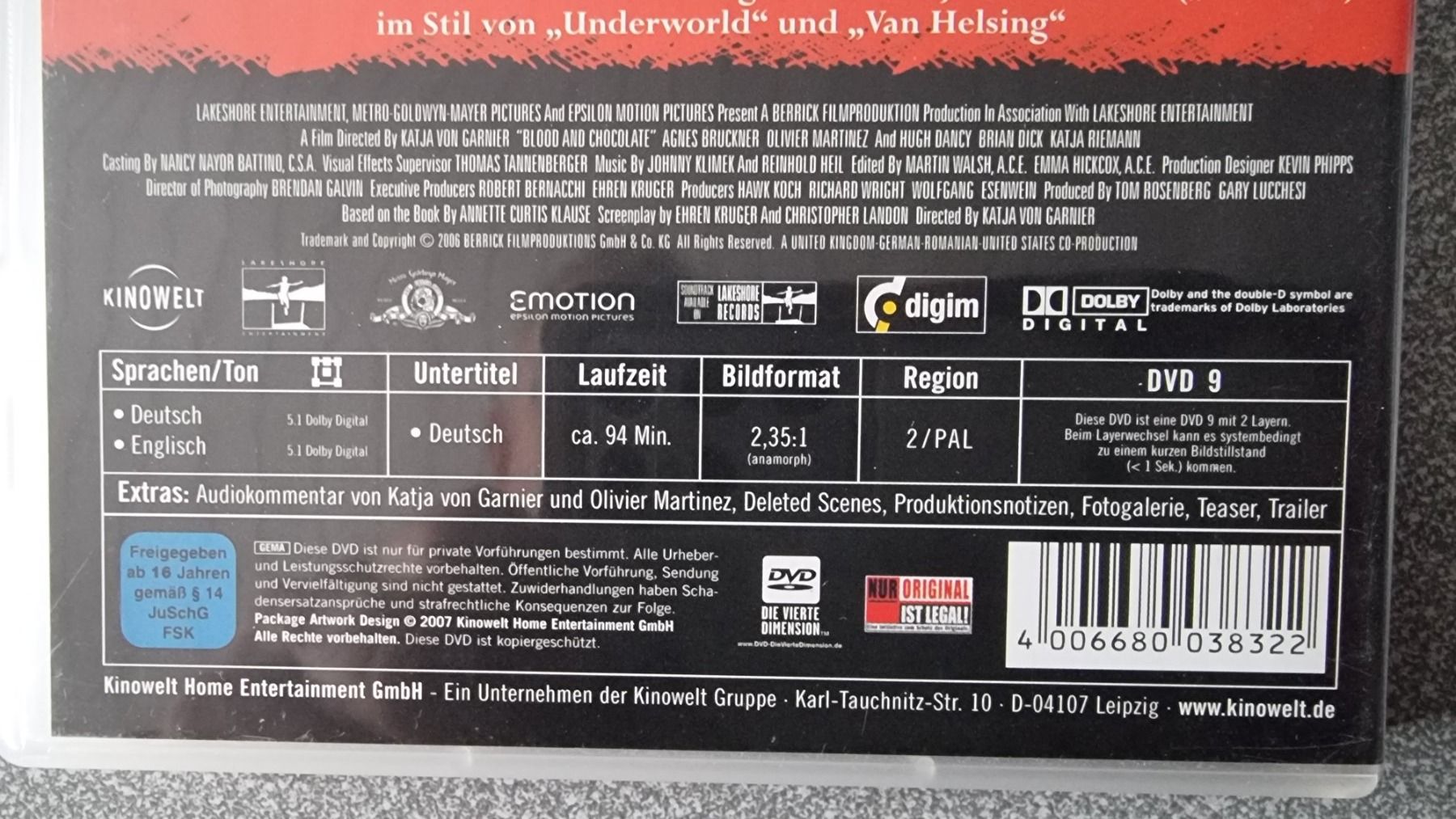 Alle DVDs: DVD Blood & Chocolate – Gebraucht aus Oetwil am See von fineli2 1