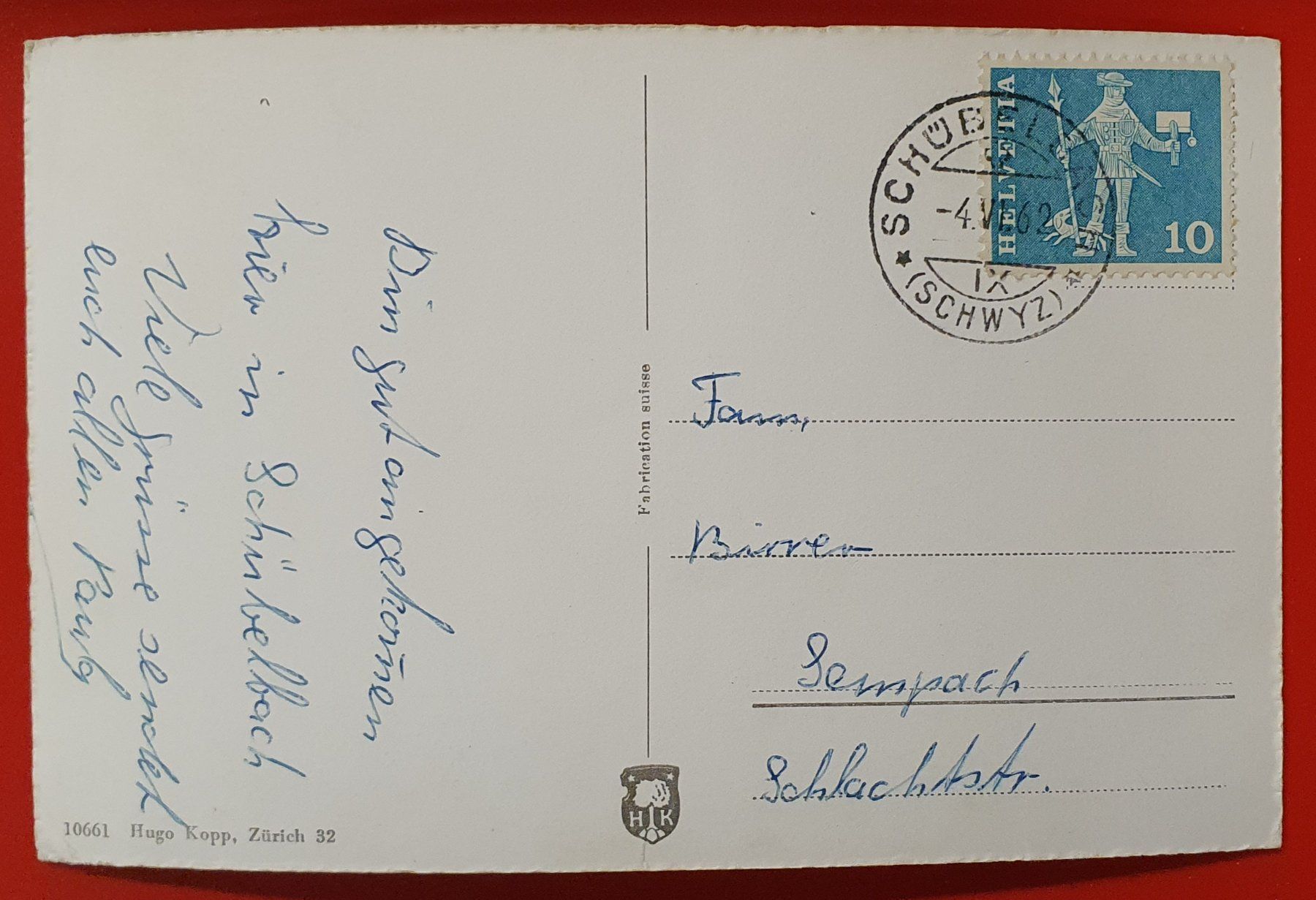 Cartoline postali: Schübelbach 1962 – Usato da Kreuzlingen venduto da Rschweiz1 1