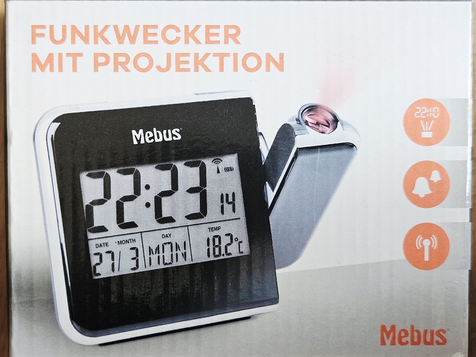 Sveglie: Mebus Funkwecker mit Projektion - Originalverpackt. – Nuovo e nell'imballaggio originale da Neftenbach venduto da Wummwila