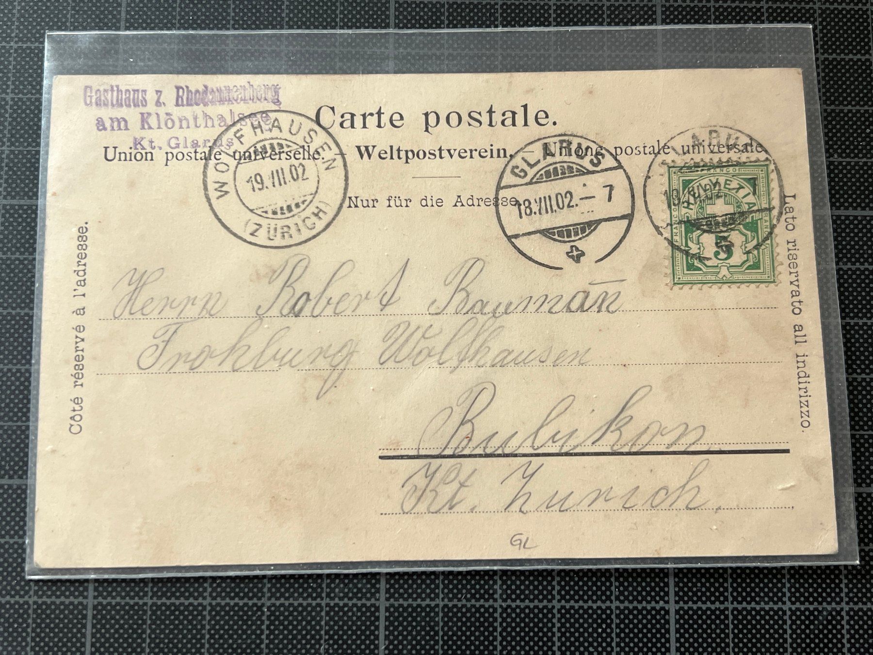 Cartoline postali: Klöntalersee mit 2 Ruderbooten, 1902 – Usato da Stäfa venduto da Hannahsita14 1