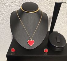 Schmuckset Herz rot (Kette+Ohrringe) NEU / Parure Coeur NEUF