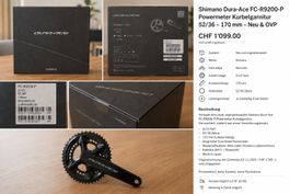Shimano Dura-Ace FC-R9200-P Kurbelgarnitur 52/36 170mm neu