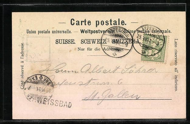 Cartoline postali: AK Weissbad, am Kurhaus, 1901 – Usato da Berlin venduto da bartko-reher 1