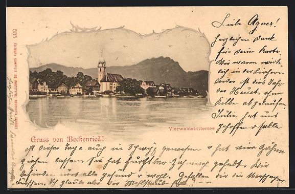 Cartoline postali: Beckenried, Panoramablick mit Vierwaldst – Usato da Berlin venduto da bartko-reher
