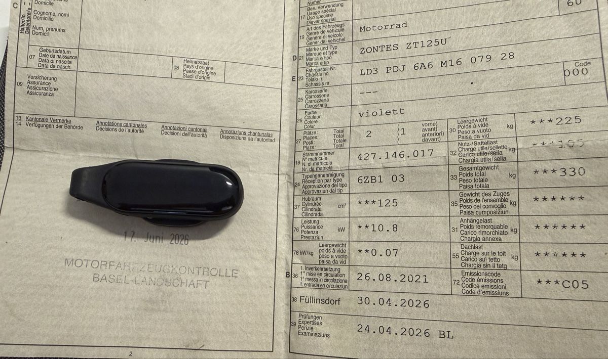 Zontes Strasse: Zonte ZT125U – Defekt aus Sulgen von Hedapaq 7