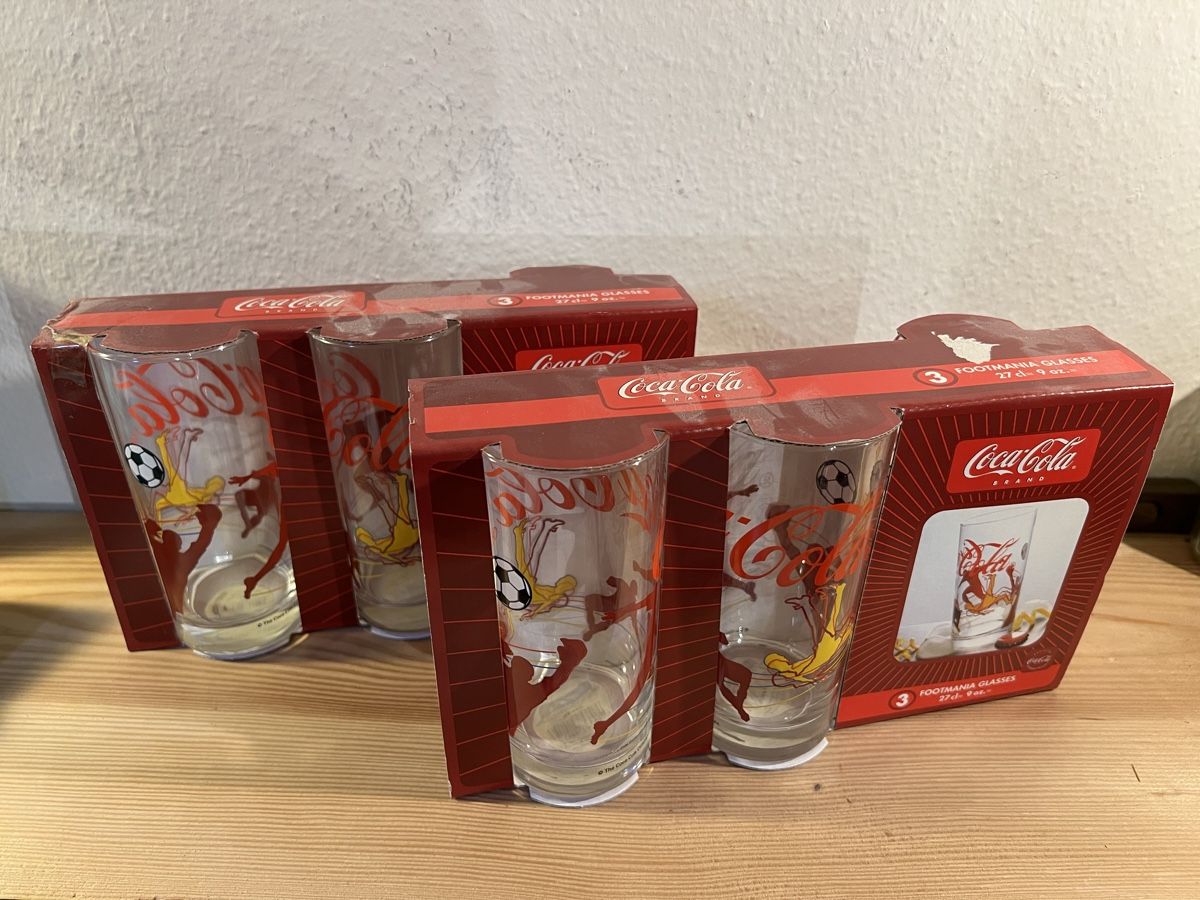 Coca-Cola Bicchieri: 6 Coca Cola Gläser – Nuovo e nell'imballaggio originale da Wabern venduto da PRSPCT 1