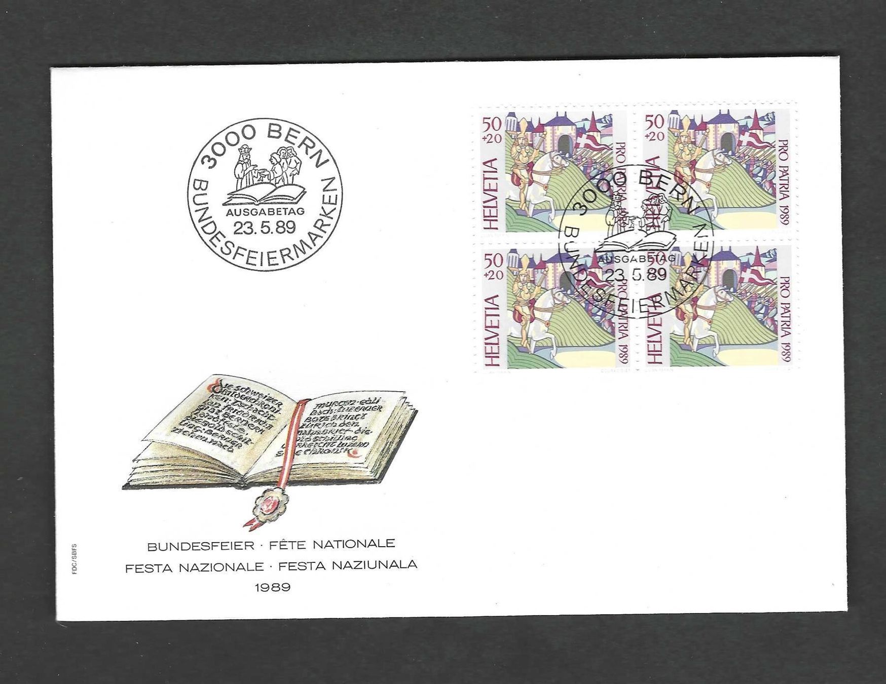 Tutti i francobolli: FDC Pro Patria Viererblock 1989 – Usato da Koblenz venduto da Markenhimmel