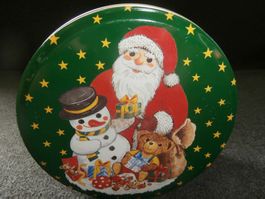 Läckerli-Huus runde Blechdose Sujet Samichlaus/Schneemann