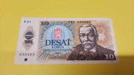 Tschechoslowakei Banknote 10 Kronen 1986 gebraucht
